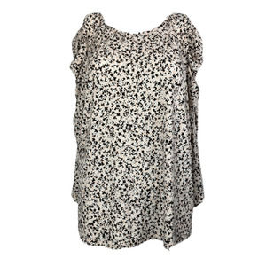 Adrianna Papell Shirt Womens‎ Sz L Pink Black Floral Stretch Puffy Long Sleeve